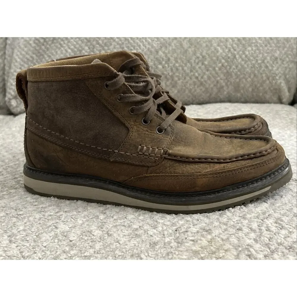 ARIAT LOOKOUT Distressed Leather Moc Toe Chukka Boots Men's US 9.5EE Brown